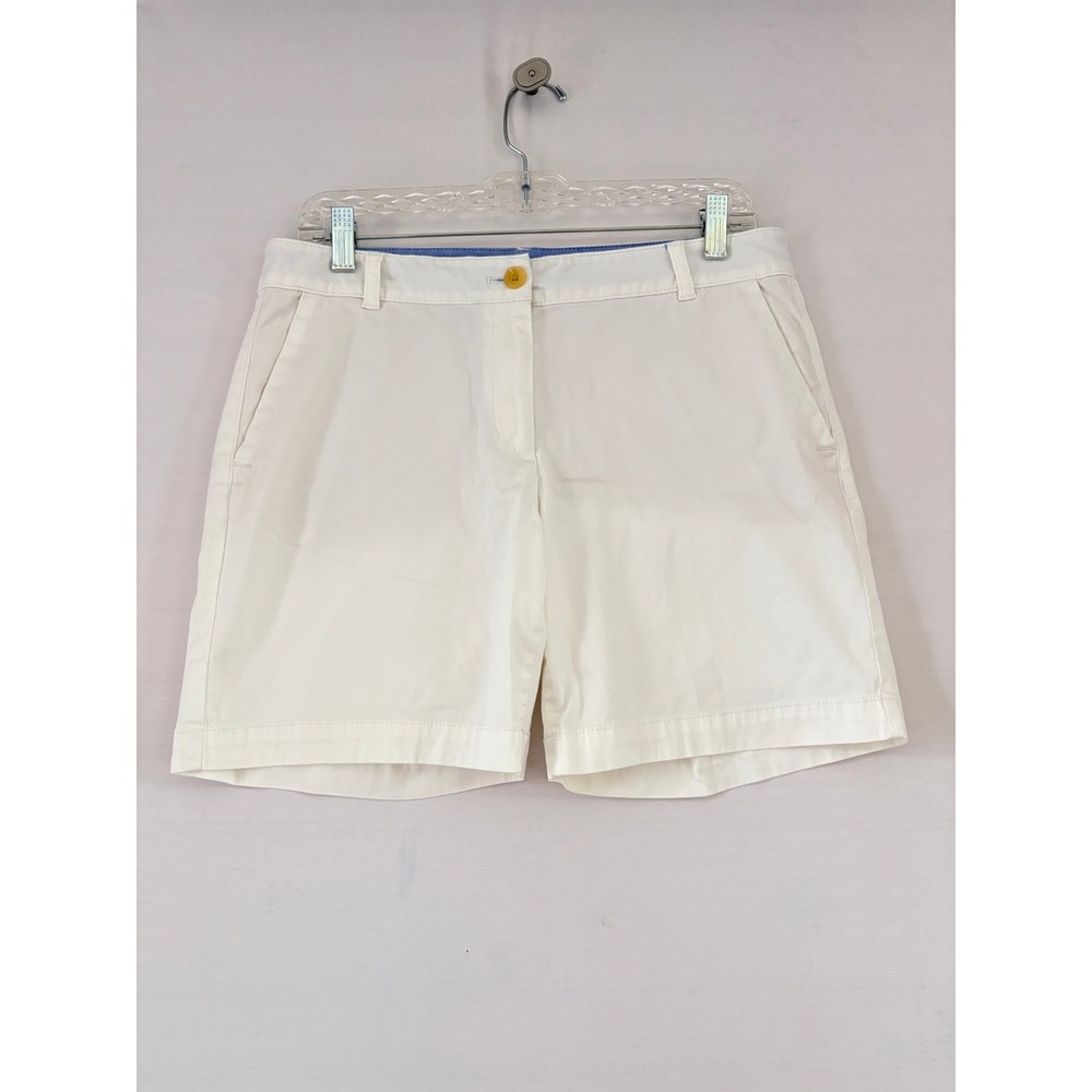 Talbots Weekend Chino Shorts Womens 6 White Cotton Stretch Mid Rise 6 Inseam